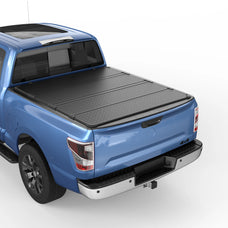POLEMOTOR 5.5FT Hard Quad-Fold Tonneau Cover For 2004-2015 Nissan Titan Truck Bed Coverr