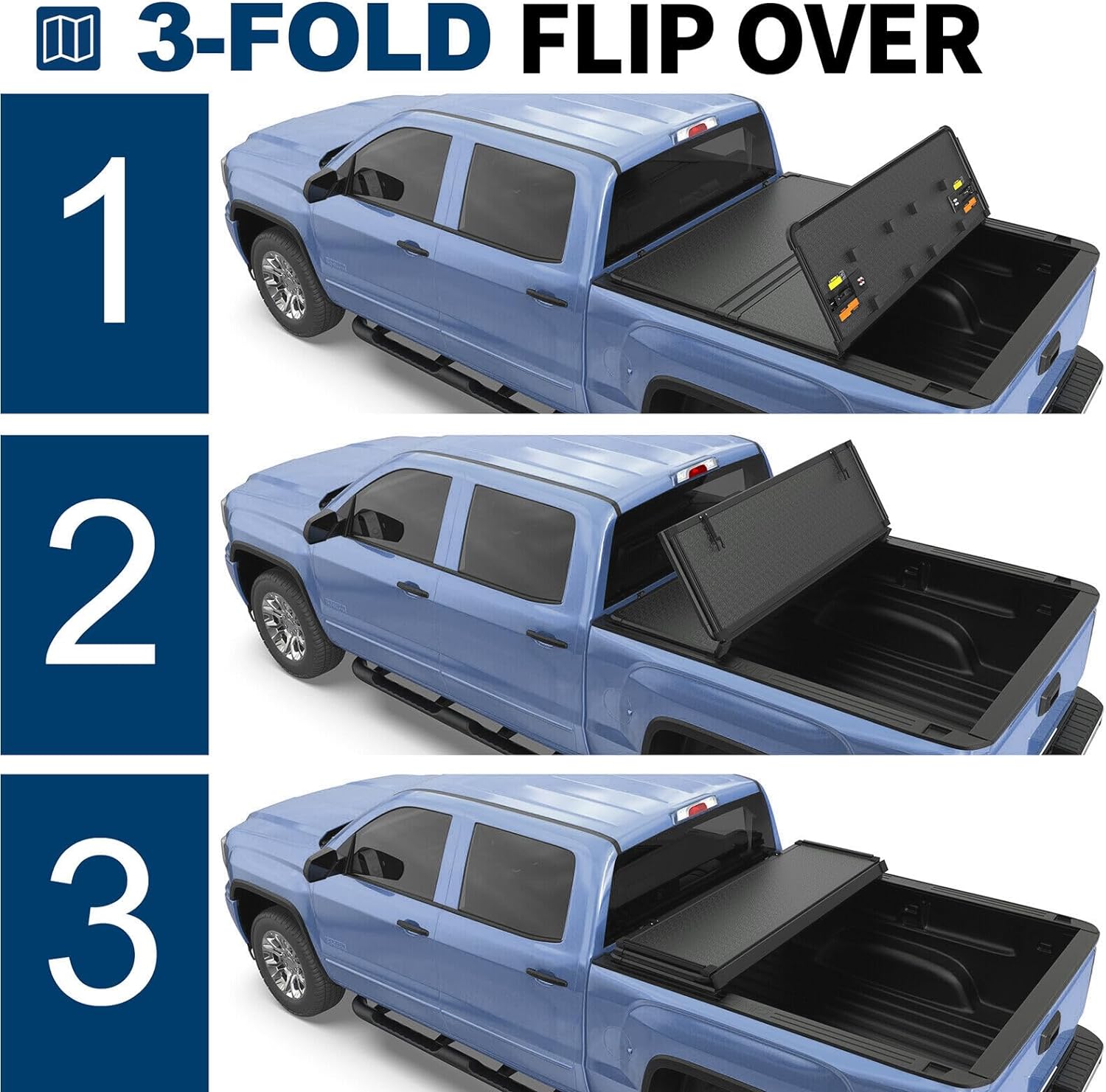 6ft Hard 4-Fold Tonneau Cover For 2005-2024 Nissan Frontier - Fiberglass, Waterproof