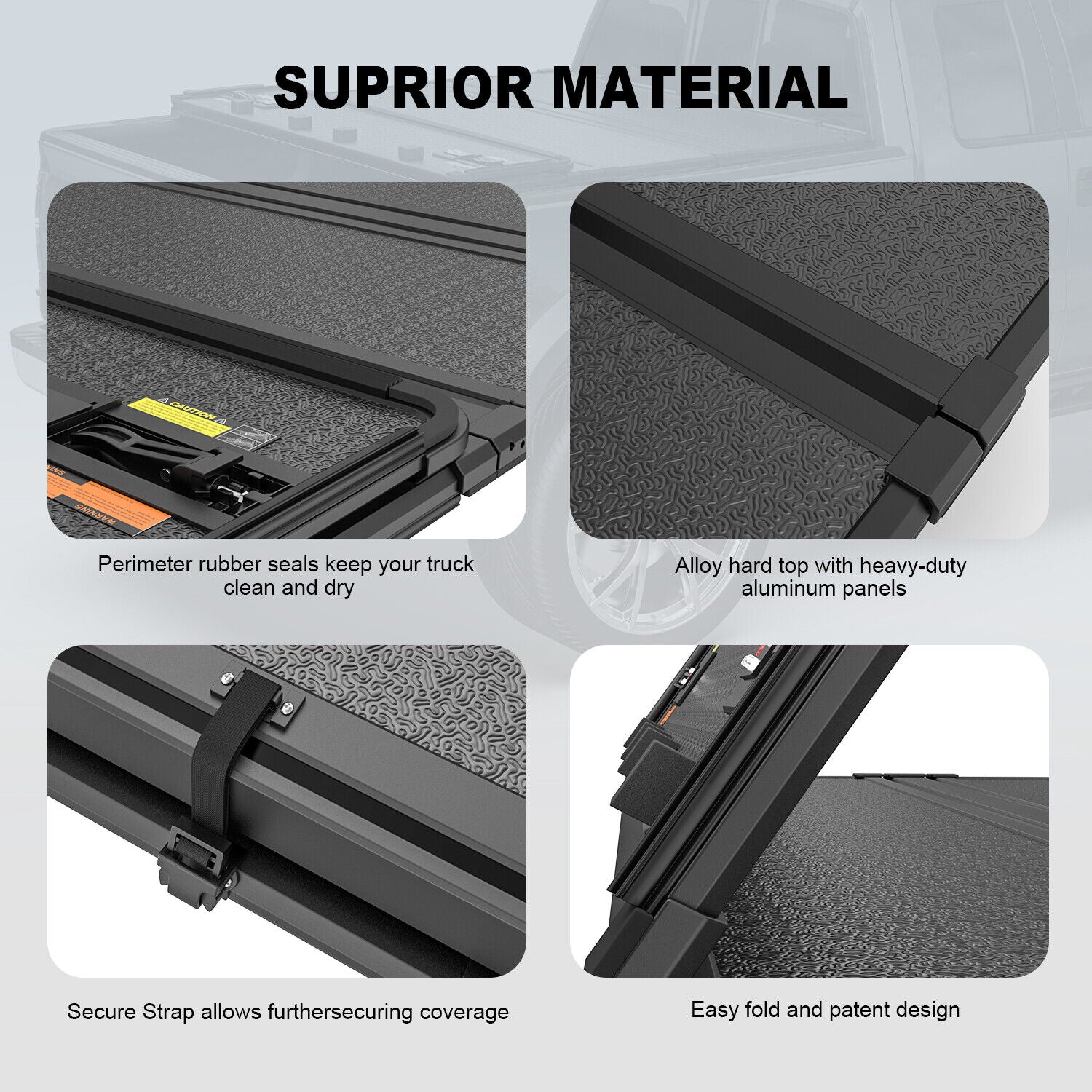 thumbnail image 2 of TITANICPARTS 4-Fold Tonneau Cover For Toyota Tundra 2014-2024 – 5.5 Ft Bed, W/ LED Lamp, Black 2 of 3