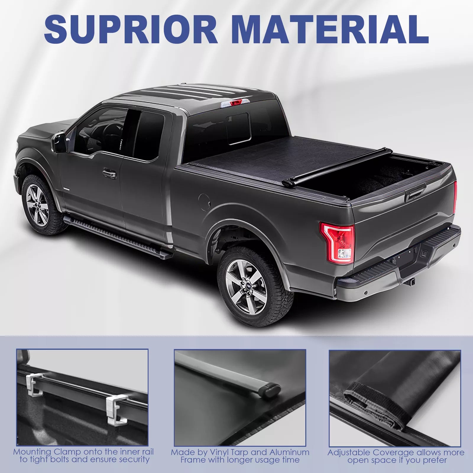 4-Fold Soft Tonneau Cover For 2014-2024 Toyota Tundra 5.5FT Bed - Black, Waterproof